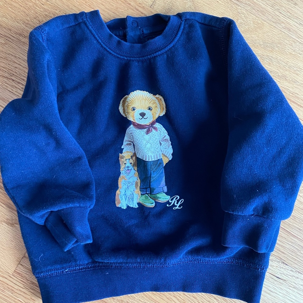 Ralph Lauren Navy Sweatshirt with Bear and Dog Design